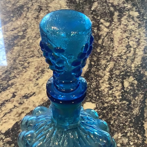 Vintage Grape Blue Glass Decanter - Picture 3 of 9